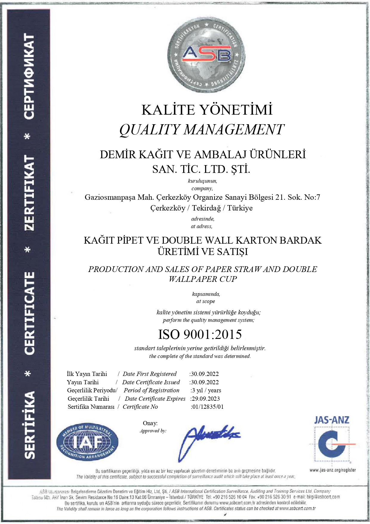 ISO 9001 Kalite Yönetimi